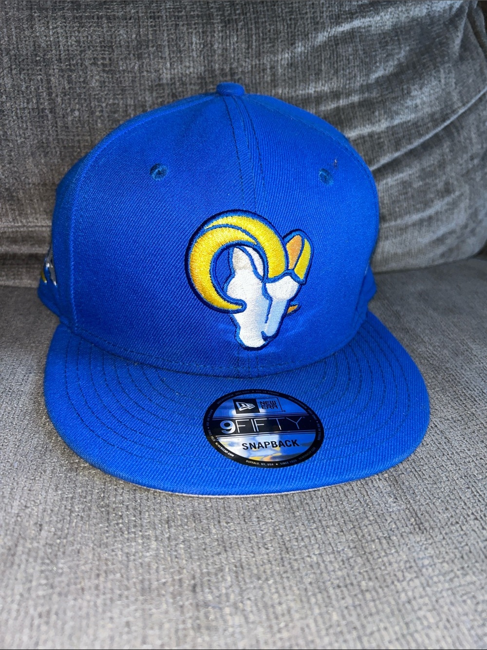 New Era Kids Bright Blue Snapback Hat with Yellow Ram Patch